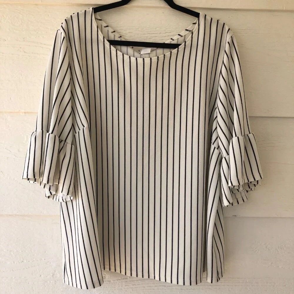 Moa Moa Women’s Summer Top Size 3X Flare Ruffle Sleeve Back Bow Detail - Picture 11 of 14